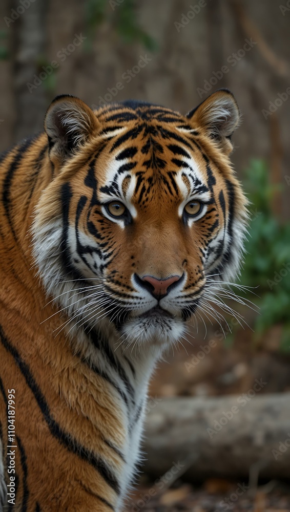Amur tiger in a natural habitat.