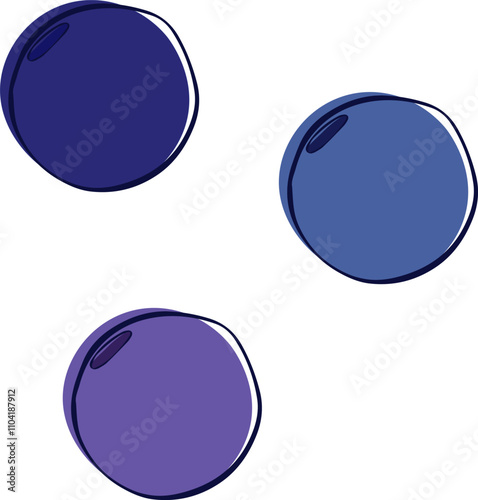Graphic line raw isolated ripe blueberry berry. vector plump bilberry, isolated on transparent background in three colors set