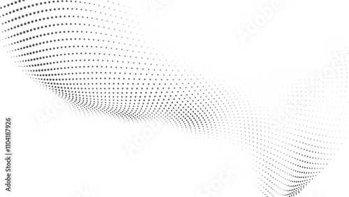 Black and White Halftone Wave Pattern, Wave halftones geometric dots, Illustration halftone effect round shape. Dynamic Vector Halftone Design for Stylish Product Graphics
