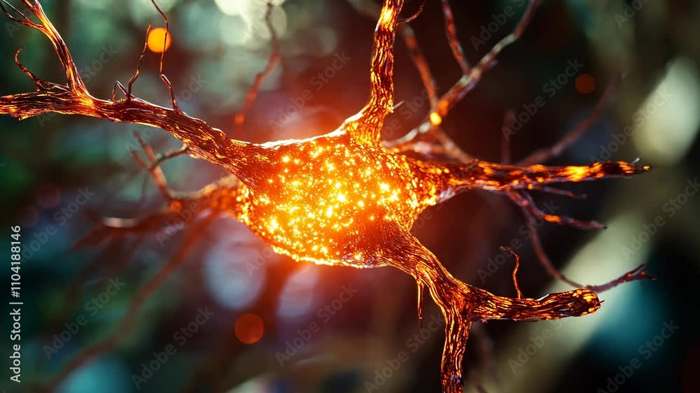 Neuron cells neural network under microscope neuro research science brain signal information transfer human neurology mind mental impulse biology anatomy microbiology intelligence connection system