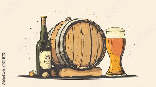 Beer Barrel Flat Vector Illustration for Professional Use photo