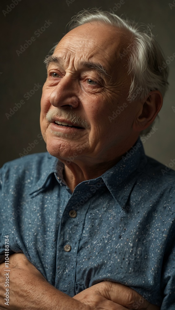 Obraz premium An elderly man grimacing with lower back pain.