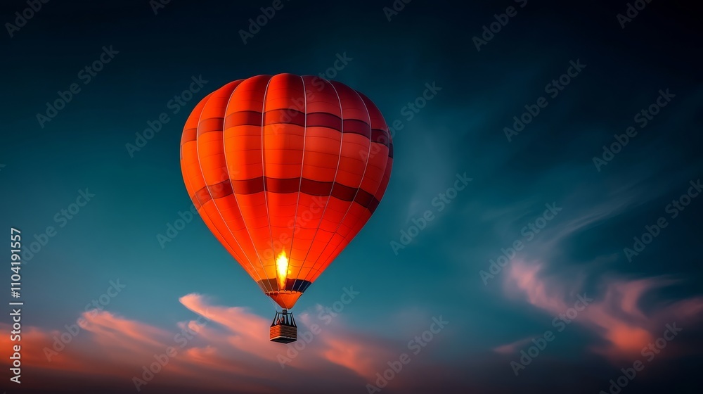 Fototapeta premium Sunrise with Red Hot Air Balloon
