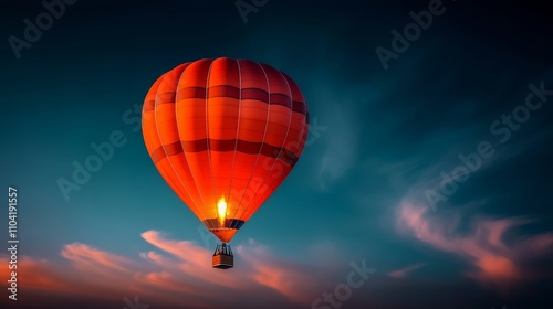 Sunrise with Red Hot Air Balloon