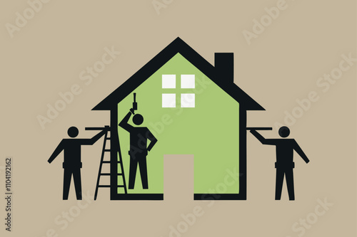  Home Repair Contractors vector art illustration.