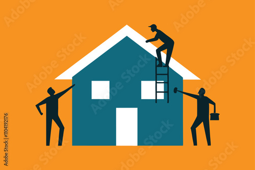  Home Repair Contractors vector art illustration.