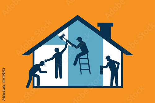  Home Repair Contractors vector art illustration.