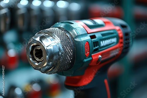 A close up of a drill with the brand name Marketing on it photo