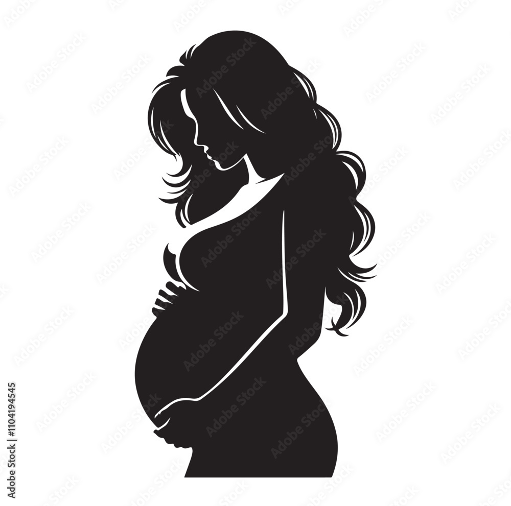 pregnant lady silhouette vector illustration pregnant lady silhouette vector illustration