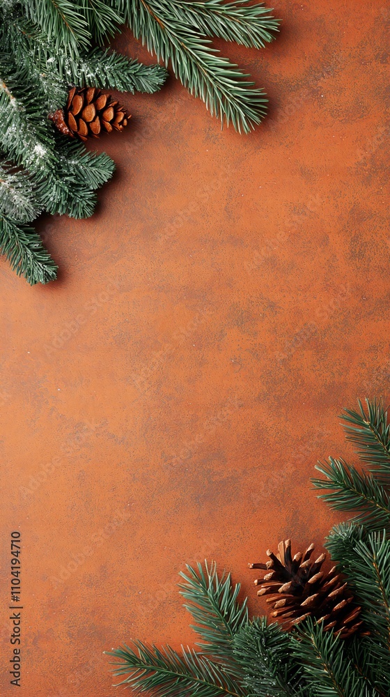 Festive Christmas Background Pine Branches Pinecones Rustic Texture Festive Christmas Background Pine Branches Pinecones Rustic Texture