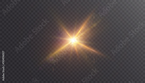 Abstract golden vertical glow. Bright explosion of light of flickering rays on transparent background. Luxury style for design and vector illustrations.	
