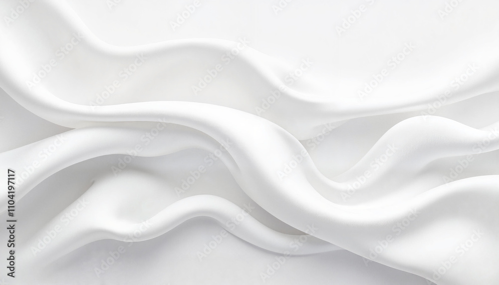 Abstract white wavy texture resembling fabric folds on white background