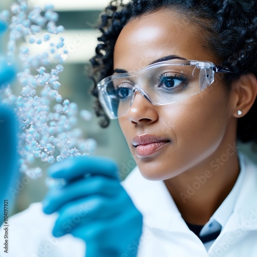 Researcher examining extracellular vesicles in cellular communication studies, vesicle research, message carriers photo