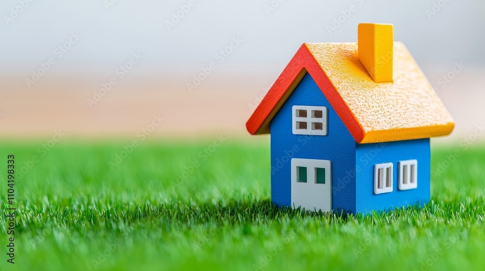 An eco-friendly house model with an energy efficiency scale. An eco-friendly house model with an energy efficiency scale.