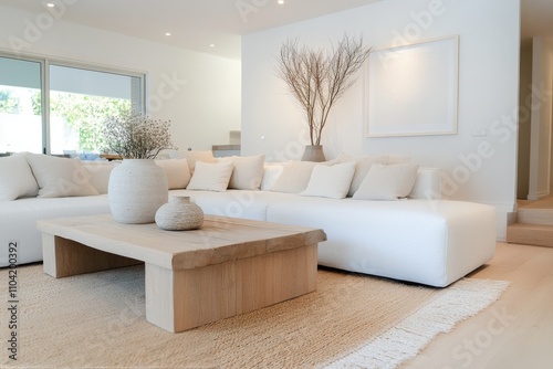 Modern living room design featuring a spacious layout and natural light