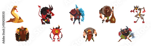 Fantastic Magical Creature Character from Fairytale Vector Set