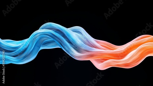 Innovative nanotechnology and advanced material innovations are symbolized by swirling meshes with particles.