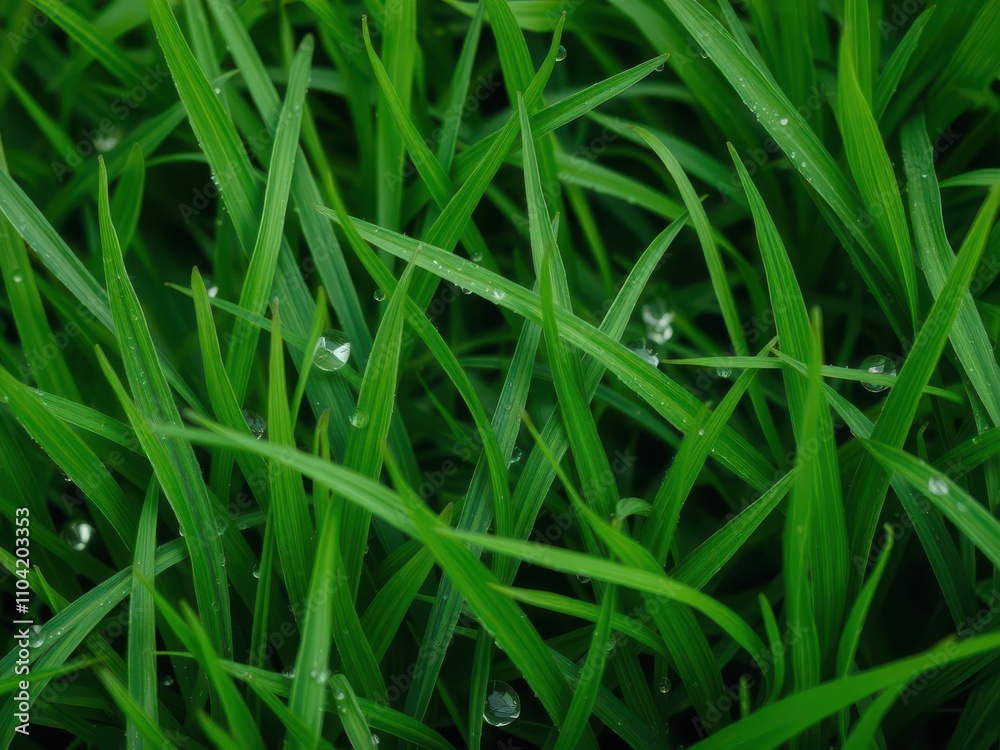 Lush green grass texture with dew drops, ideal for backgrounds or design projects, field, outdoor Lush green grass texture with dew drops, ideal for backgrounds or design projects, field, outdoor