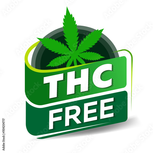 THC free icon on white background. Creative cannabis leaf vector logo icon. Template for CBD Cannabidiol. Vector illustration.
