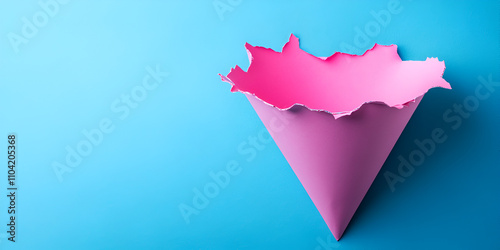 Pink Paper Tearing to Reveal Blue Layer