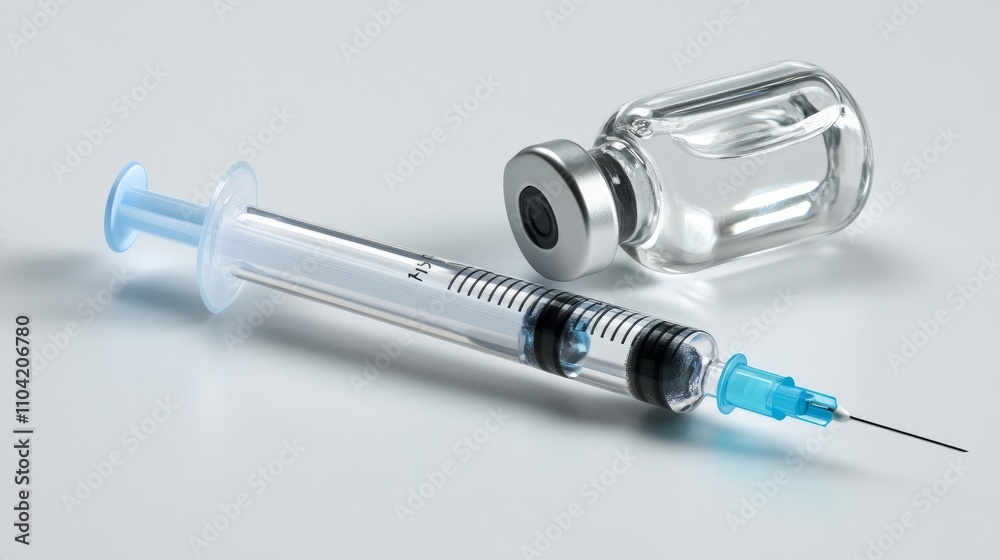 A syringe and vaccine vial depicted in a simple, clean vector illustration.
A syringe and vaccine vial depicted in a simple, clean vector illustration.