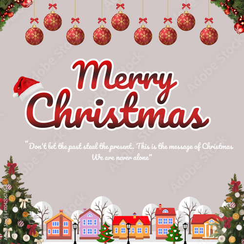 Merry christmas greeting card with christmas tree