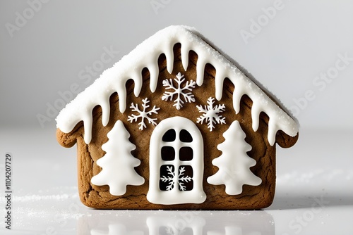 Brown gingerbread house, Christmas. Handmade photo