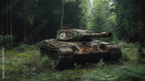 Abandoned tank in the woods