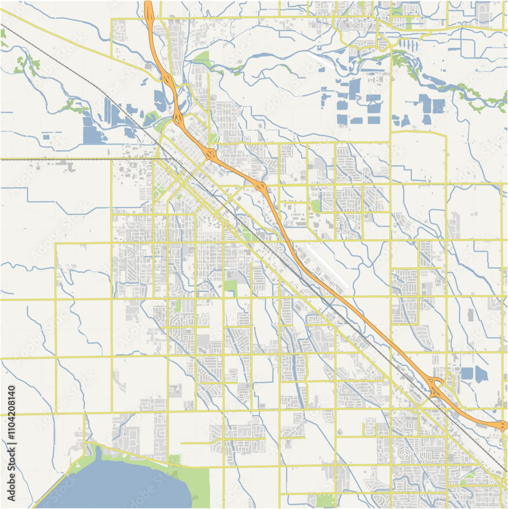 Fototapeta premium Map of Caldwell in Idaho in a normal road map style. Contains layered vector with roads water, parks, etc.