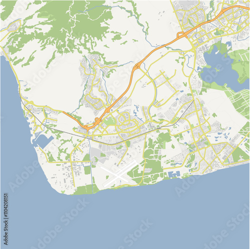 Map of Kapolei in Hawaii in a normal road map style. Contains layered vector with roads water, parks, etc. photo