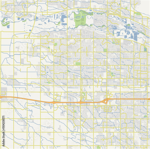 Map of Meridian in Idaho in a normal road map style. Contains layered vector with roads water, parks, etc.