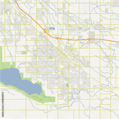 Map of Nampa in Idaho in a normal road map style. Contains layered vector with roads water, parks, etc.