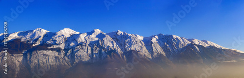 Panorama of the snow-covered Monte Baldo. The third from the left is Cima Valdritta at 2218m. photo