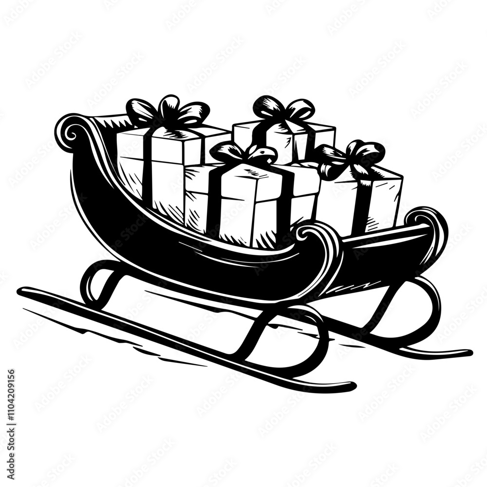 sleigh with Christmas gifts illustration sleigh with Christmas gifts illustration
