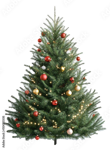 Beautifully decorated Christmas tree with lights and ornaments celebrating the holiday season