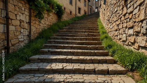 Fototapeta Naklejka Na Ścianę i Meble -  Ancient steps from medieval Europe.