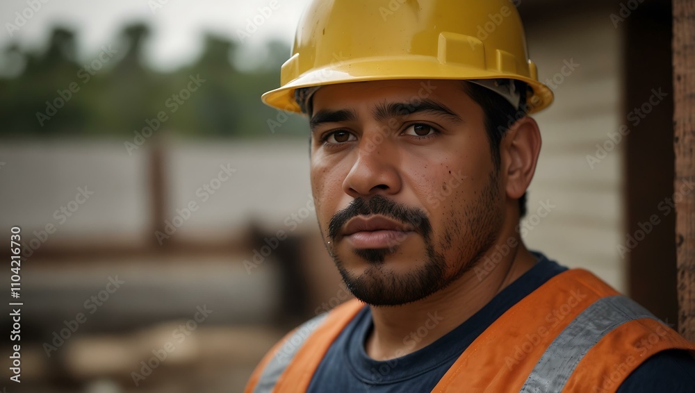 Another portrait of a Hispanic construction worker. Another portrait of a Hispanic construction worker.