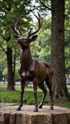 Another view of a deer statue.