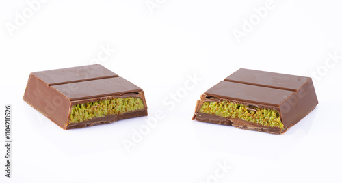 Chocolate bar filled with pistachio kunafa. Dubai chocolate
