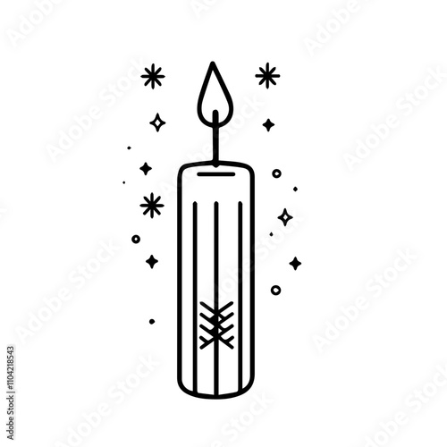 Festive candles. Christmas, New Year sketch drawing