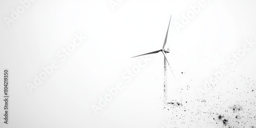 Disintegrating Wind Turbine, White Background