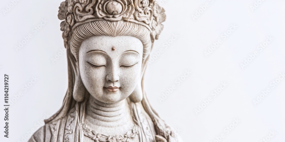 Serene Kwan Yin Statue, Close-Up Serene Kwan Yin Statue, Close-Up