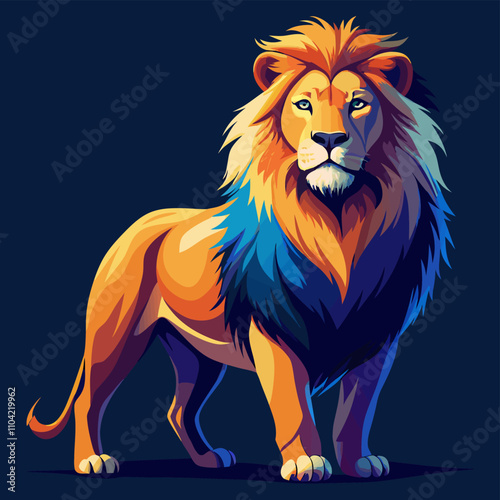 Vibrant Colorful Lion vector art illustration