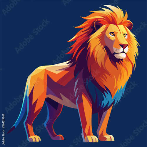 Vibrant Colorful Lion vector art illustration