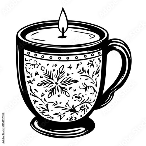 Festive candles. Christmas, New Year sketch drawing