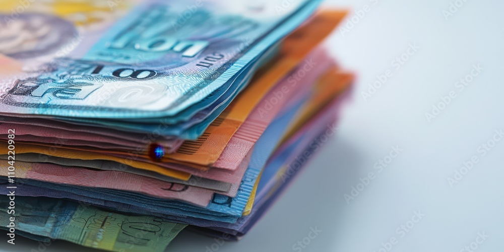 Stack of Colorful Banknotes Close-Up Stack of Colorful Banknotes Close-Up