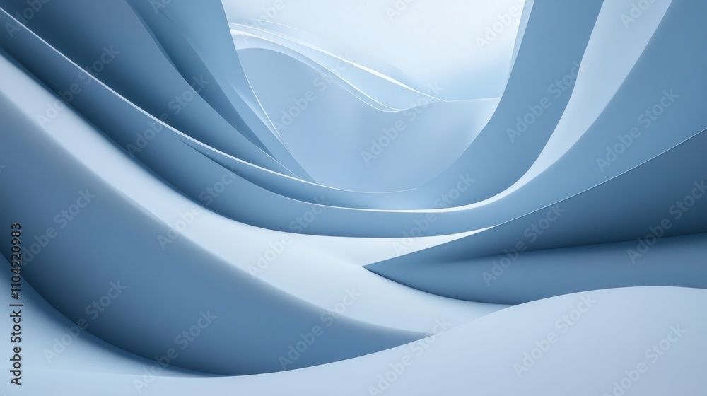 Obraz premium Abstract Blue Curved Lines in 3D Space
