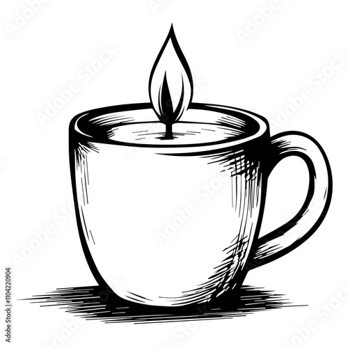 Festive candles. Christmas, New Year sketch drawing