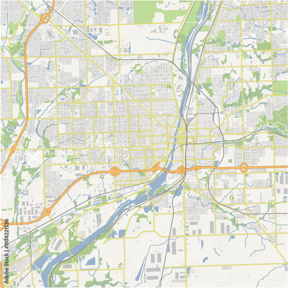 Fototapeta premium Map of Joliet in Illinois in a normal road map style. Contains layered vector with roads water, parks, etc.