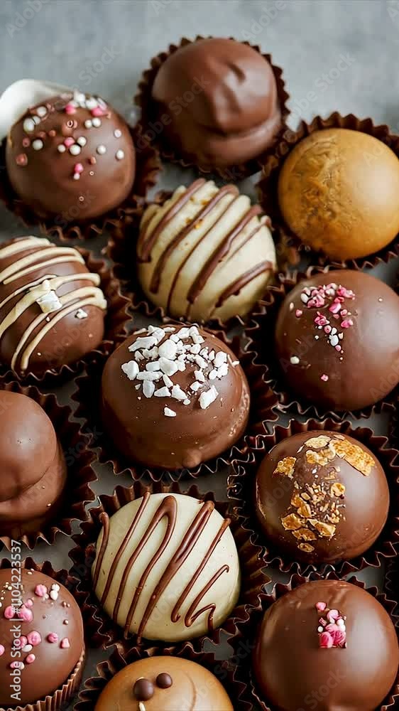 Delectable praline with nuts surrounded by an assortment of various chocolate candies. Delectable praline with nuts surrounded by an assortment of various chocolate candies.